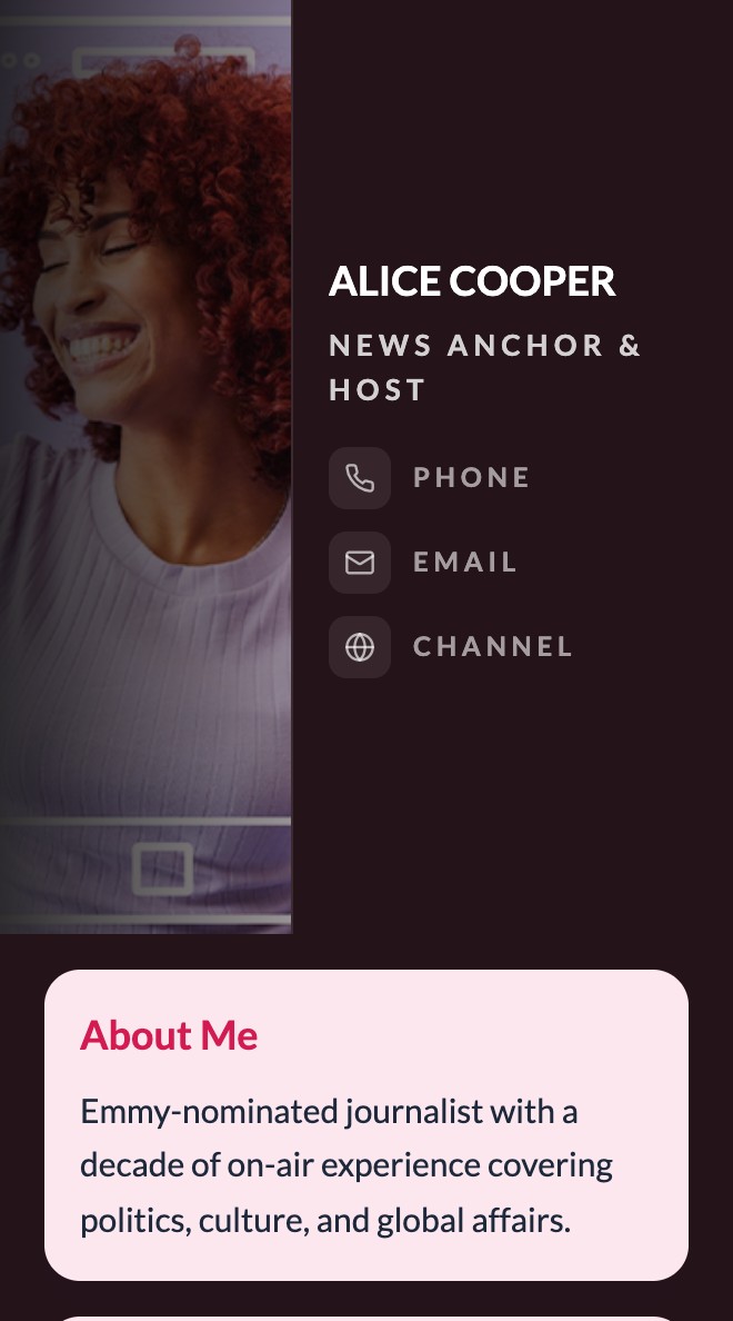 Digital business card preview