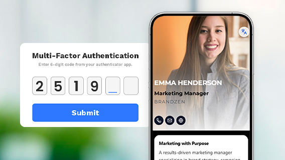 Mobile screen displaying multi-factor authentication (MFA) and SSO secure login.